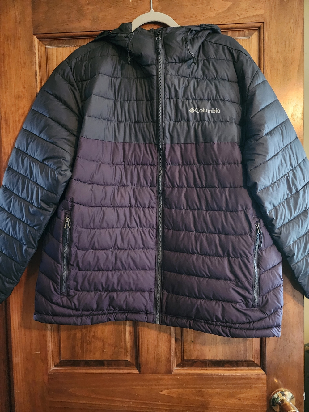 Columbia XL Omni-Heat Hooded Puffer Jacket Black Purple